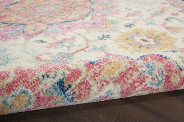 4?x 6?Ivory and Pink Medallion Area Rug - Image 3