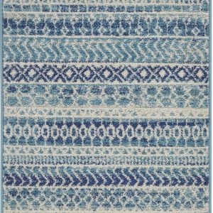 2?x 3?Navy Blue Ornate Stripes Scatter Rug