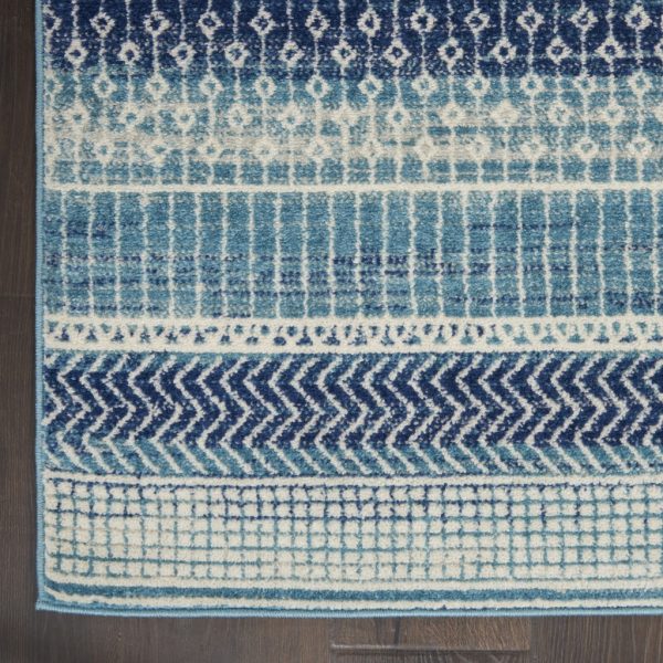 2?x 3?Navy Blue Ornate Stripes Scatter Rug - Image 2