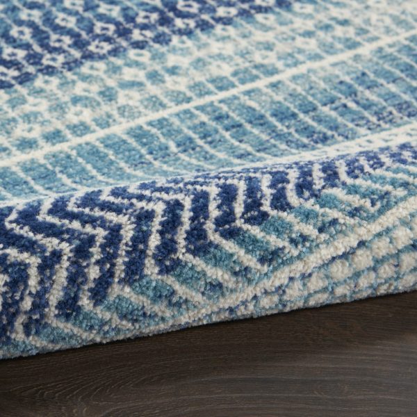 2?x 3?Navy Blue Ornate Stripes Scatter Rug - Image 3