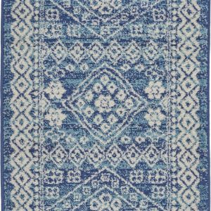 2?x 3?Navy Blue and Ivory Persian Motifs Scatter Rug