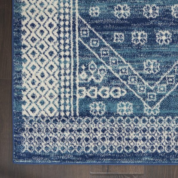 2?x 8?Navy Blue and Ivory Persian Motifs Runner Rug - Image 2