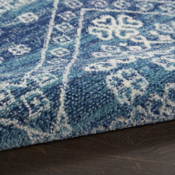 2?x 8?Navy Blue and Ivory Persian Motifs Runner Rug - Image 3