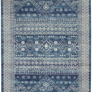 4?x 6?Navy Blue and Ivory Persian Motifs Area Rug
