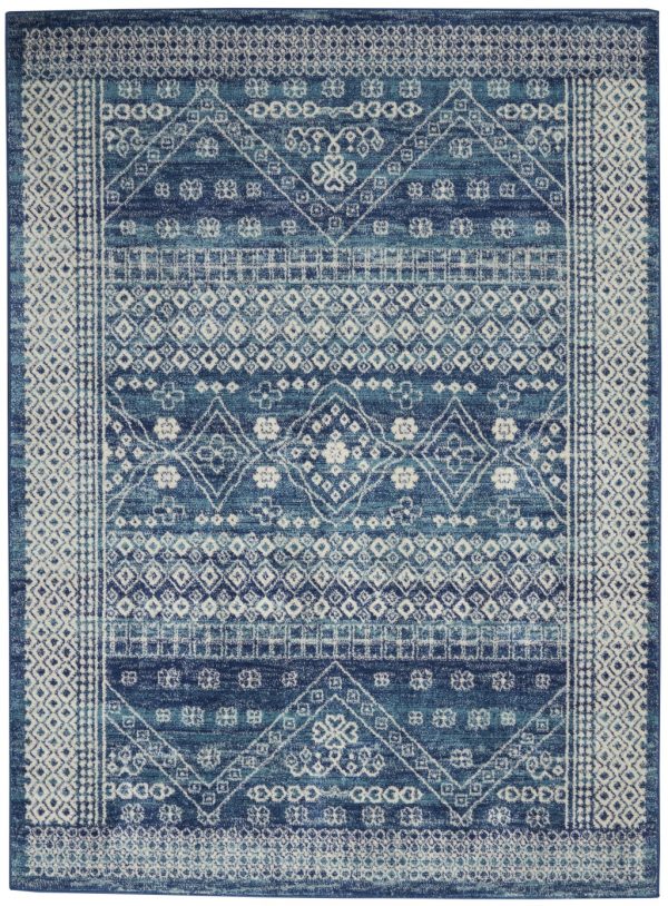 4?x 6?Navy Blue and Ivory Persian Motifs Area Rug