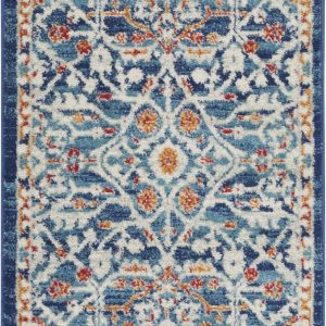2?x 8?Blue White Multi Medallion Runner Rug