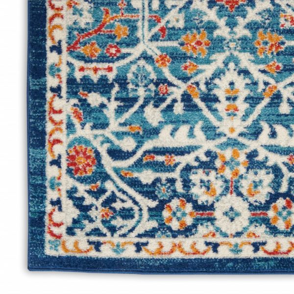 2?x 8?Blue White Multi Medallion Runner Rug - Image 5