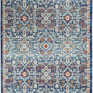 5?x 7?Blue White Multi Medallion Area Rug