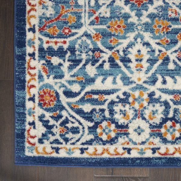 5?x 7?Blue White Multi Medallion Area Rug - Image 2