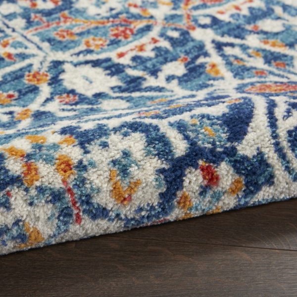 5?x 7?Blue White Multi Medallion Area Rug - Image 3