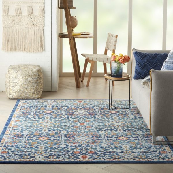5?x 7?Blue White Multi Medallion Area Rug - Image 4