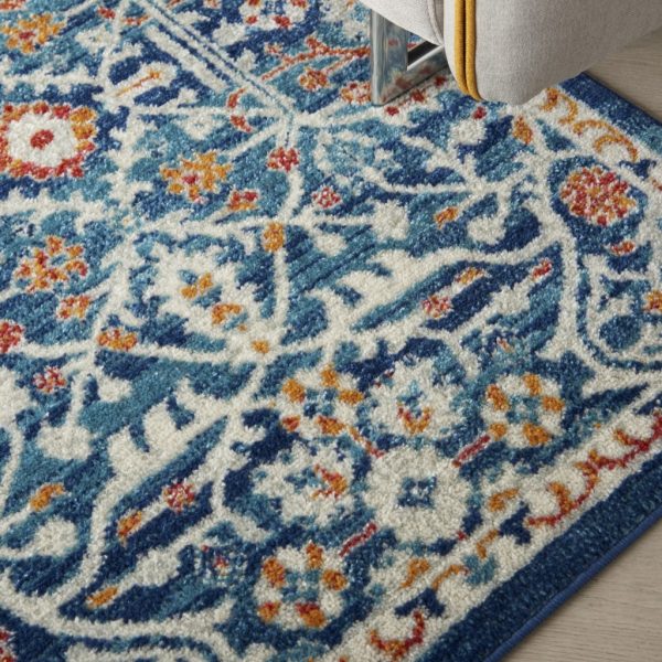 5?x 7?Blue White Multi Medallion Area Rug - Image 5