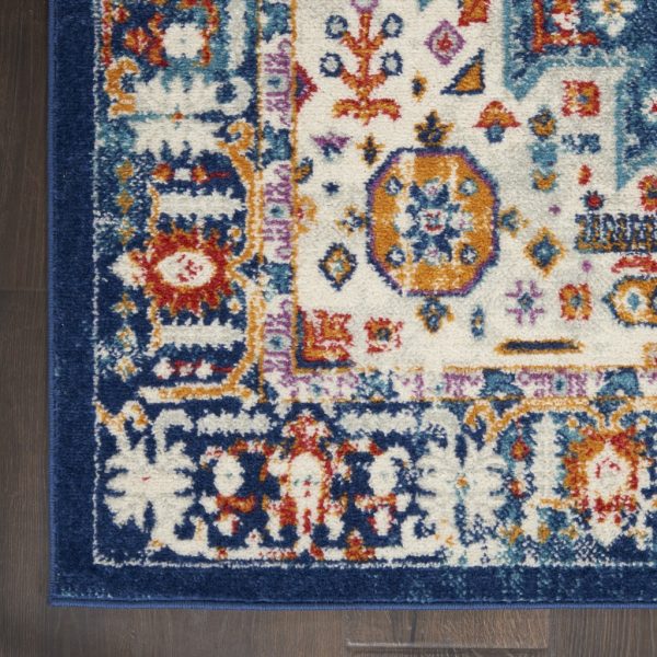 2?x 8?Blue and Ivory Medallion Runner Rug - Image 2