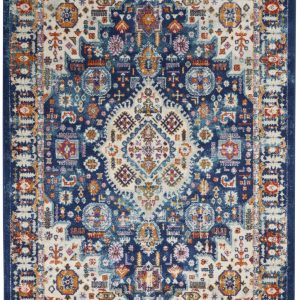 4?x 6?Blue and Ivory Medallion Area Rug