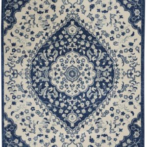 4?x 6?Ivory and Blue Medallion Area Rug