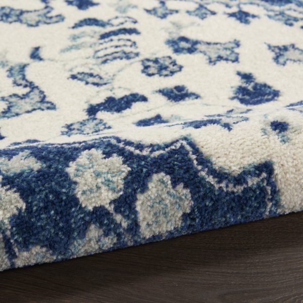 4?x 6?Ivory and Blue Medallion Area Rug - Image 3