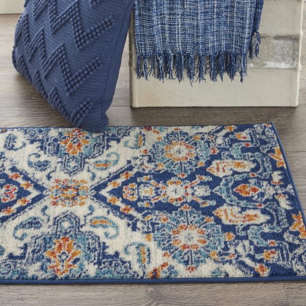 2?x 3?Blue and Ivory Persian Patterns Scatter Rug - Image 4