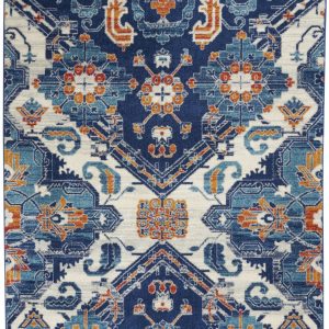 5?x 7?Blue and Ivory Persian Patterns Area Rug