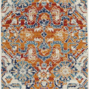 2?x 8?Ivory and Gold Floral Motif Runner Rug