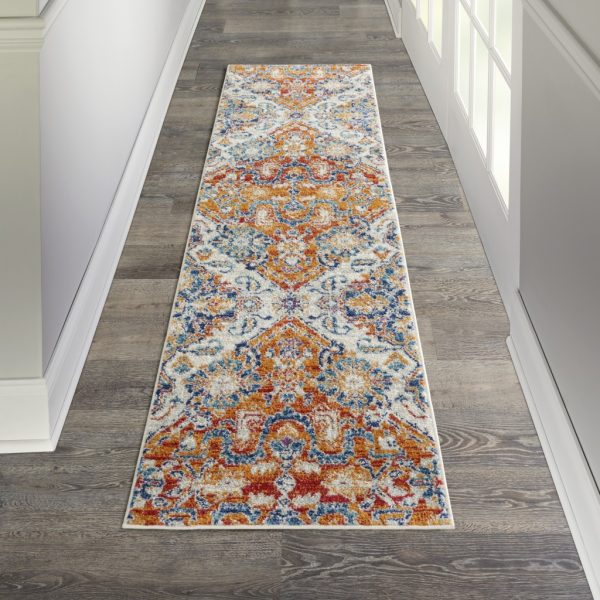 2?x 8?Ivory and Gold Floral Motif Runner Rug - Image 3