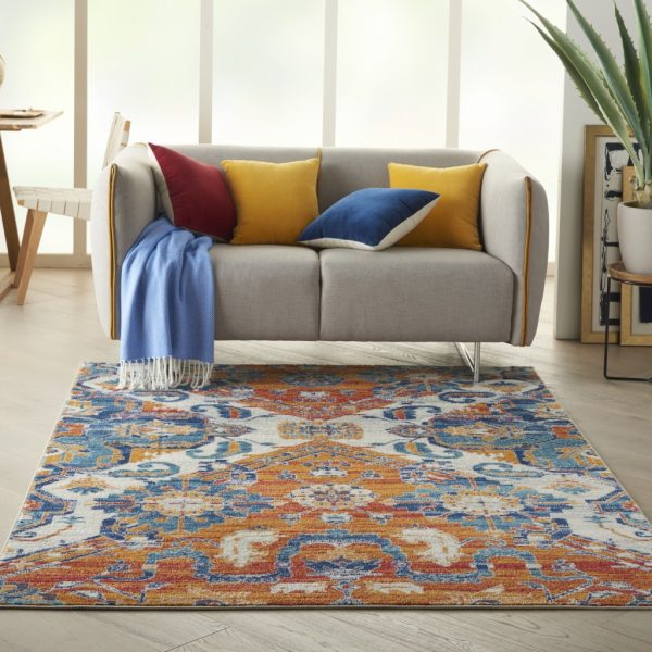 4?x 6?Ivory and Gold Floral Motif Area Rug - Image 3