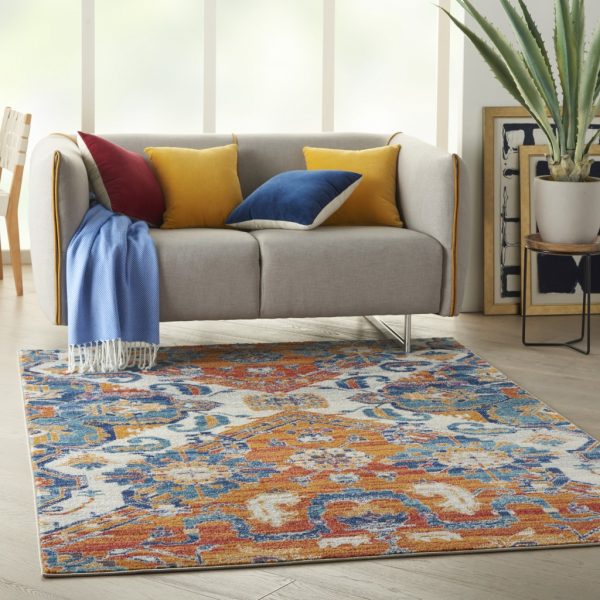 5?x 7?Ivory and Gold Floral Motif Area Rug - Image 5