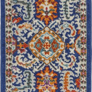 2?x 3?Blue and Gold Intricate Scatter Rug