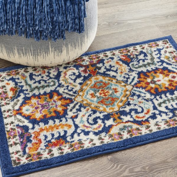 2?x 3?Blue and Gold Intricate Scatter Rug - Image 5