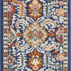 2?x 8?Blue and Gold Intricate Runner Rug