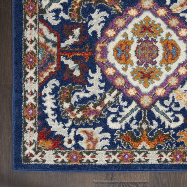 2?x 8?Blue and Gold Intricate Runner Rug - Image 2