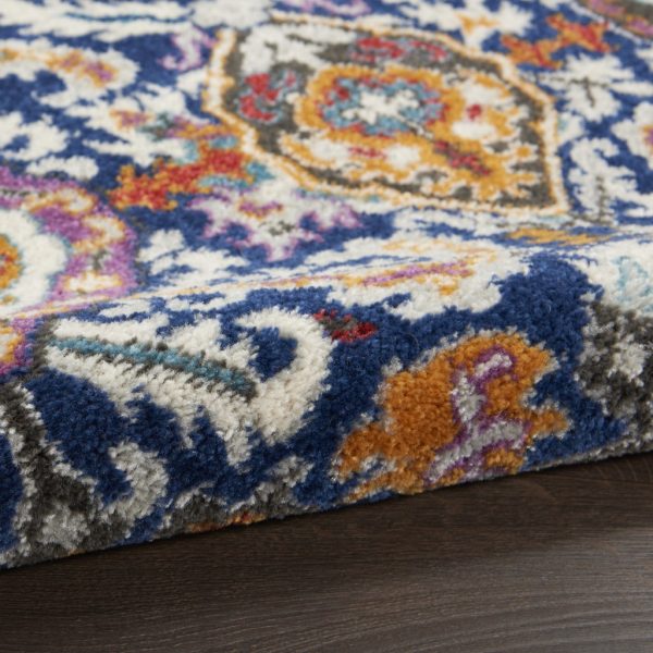 2?x 8?Blue and Gold Intricate Runner Rug - Image 3
