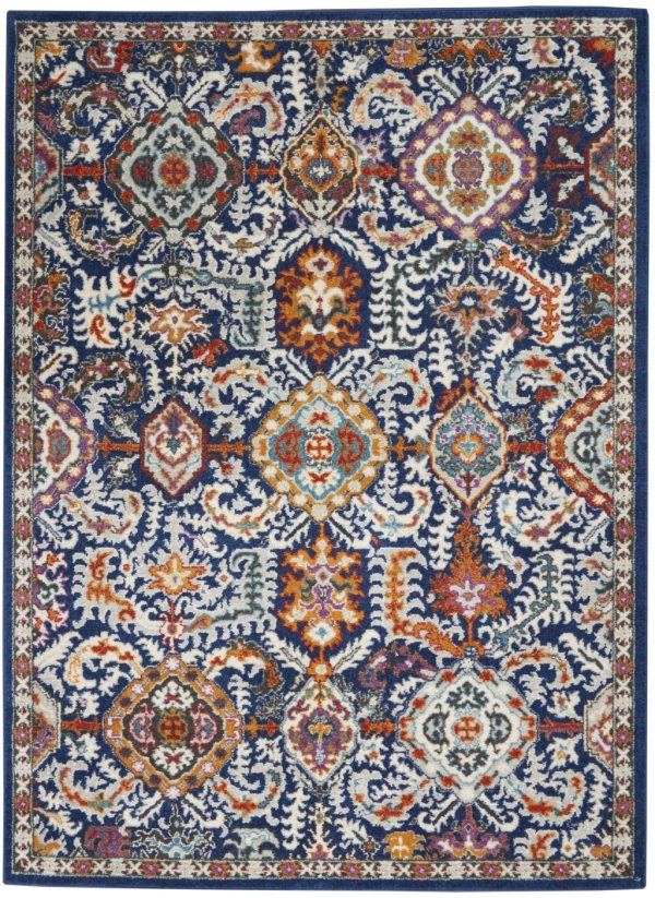 5?x 7?Blue and Gold Intricate Area Rug