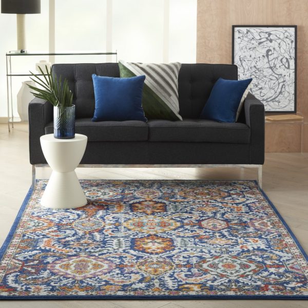 5?x 7?Blue and Gold Intricate Area Rug - Image 4