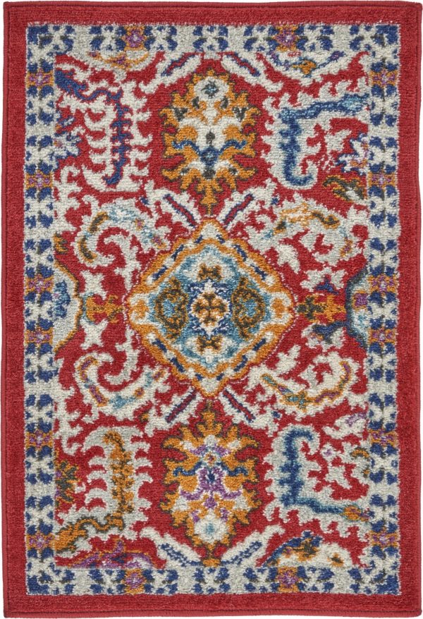 2?x 3?Red and Multicolor Decorative Scatter Rug
