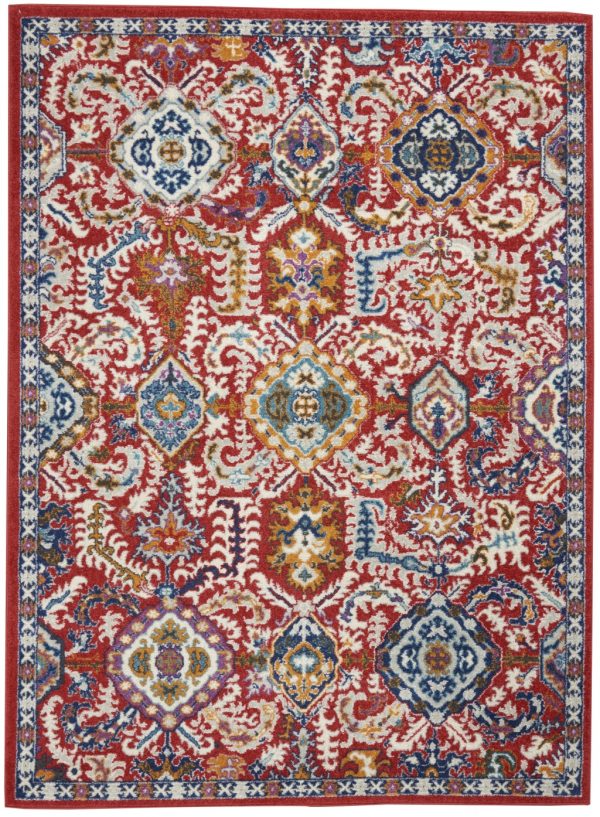 4?x 6?Red and Multicolor Decorative Area Rug