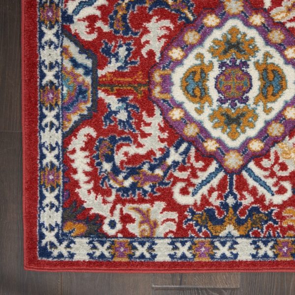 4?x 6?Red and Multicolor Decorative Area Rug - Image 2