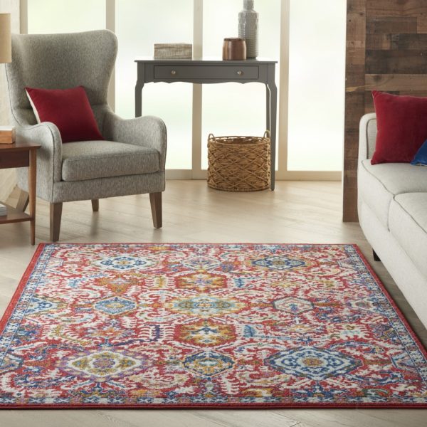 4?x 6?Red and Multicolor Decorative Area Rug - Image 4