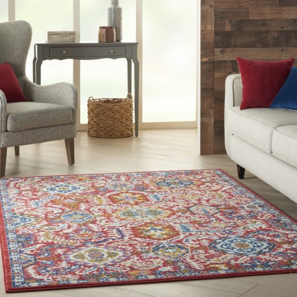 4?x 6?Red and Multicolor Decorative Area Rug - Image 5