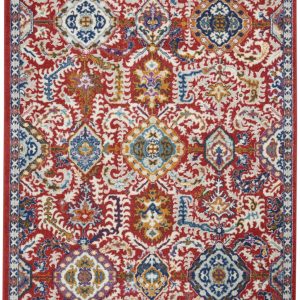 5?x 7?Red and Multicolor Decorative Area Rug