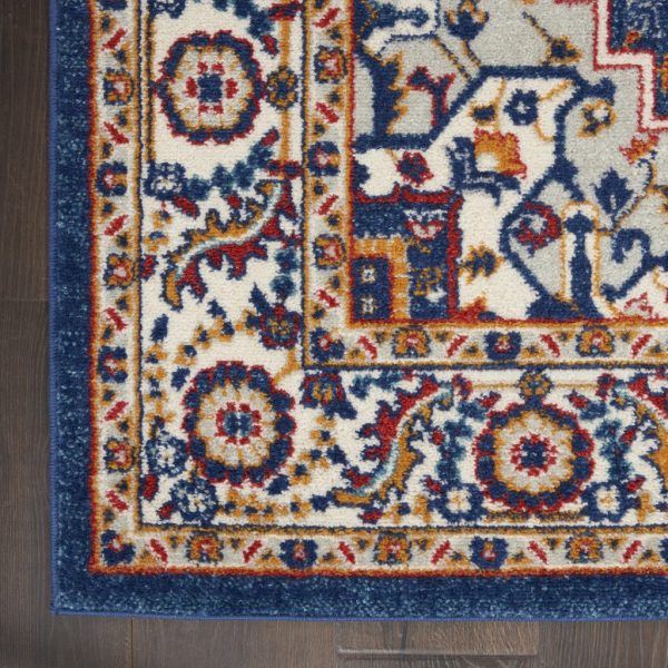 5?x 7?Blue and Ruby Medallion Area Rug - Image 2