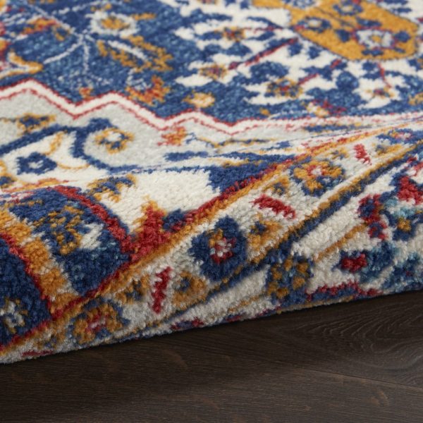 5?x 7?Blue and Ruby Medallion Area Rug - Image 3
