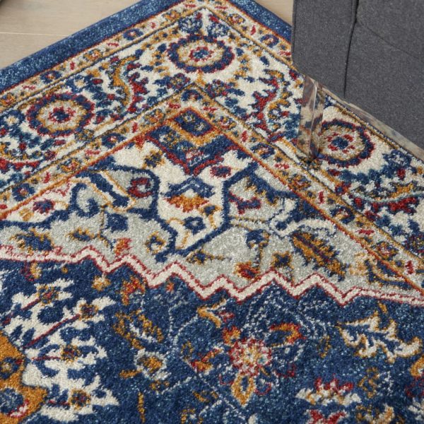 5?x 7?Blue and Ruby Medallion Area Rug - Image 5
