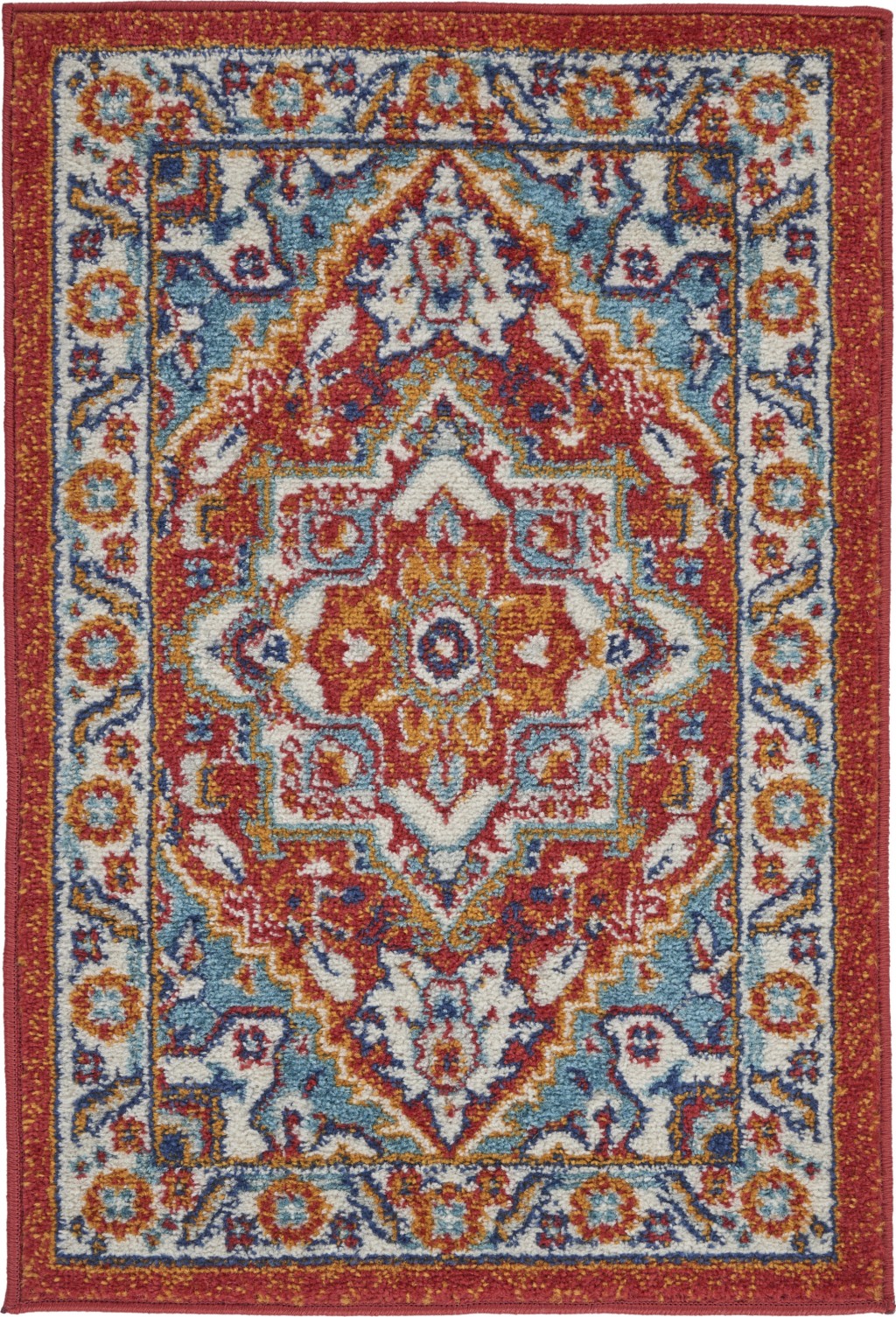 2?x 3?Red and Ivory Medallion Scatter Rug