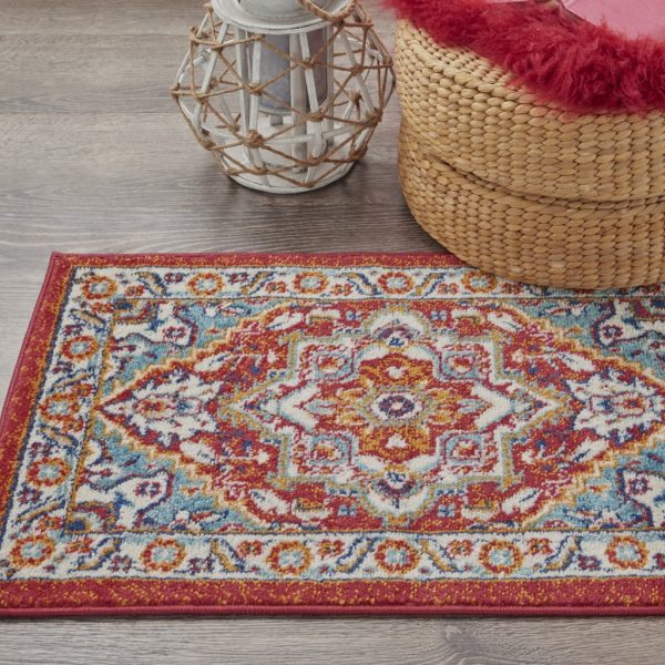 2?x 3?Red and Ivory Medallion Scatter Rug - Image 4