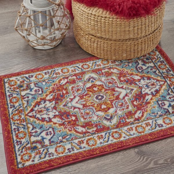 2?x 3?Red and Ivory Medallion Scatter Rug - Image 5