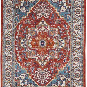 5?x 7?Red and Ivory Medallion Area Rug