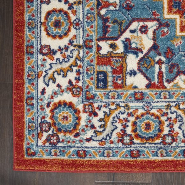 5?x 7?Red and Ivory Medallion Area Rug - Image 2