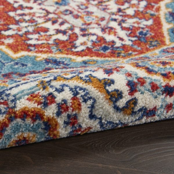 5?x 7?Red and Ivory Medallion Area Rug - Image 3