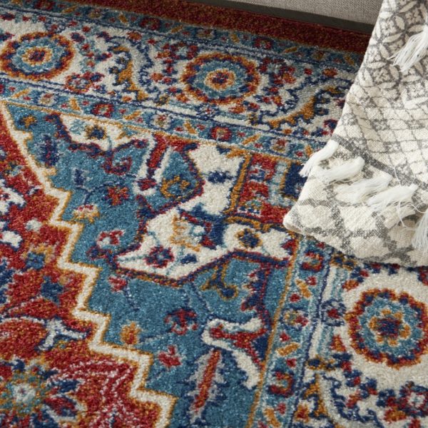 5?x 7?Red and Ivory Medallion Area Rug - Image 5