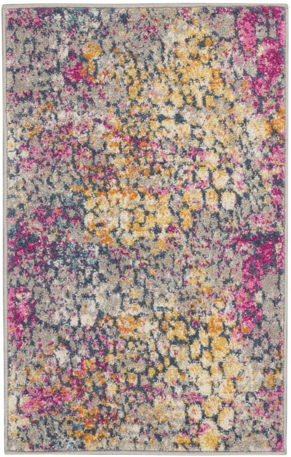 2?x 3?Yellow and Pink Coral Reef Scatter Rug